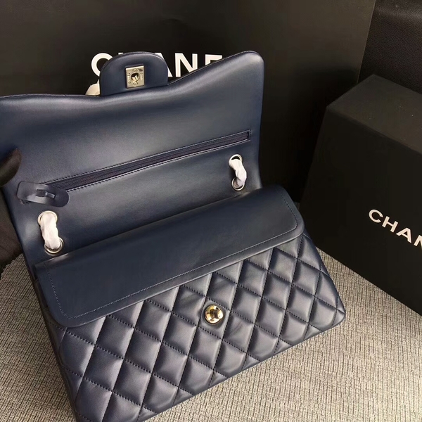 Chanel Flap Shoulder Bags Dark Blue Original Lambskin Leather CF1113 Silver Chanel Flap Shoulder Bags Dark Blue Original Lambskin Leather CF1113 Silver