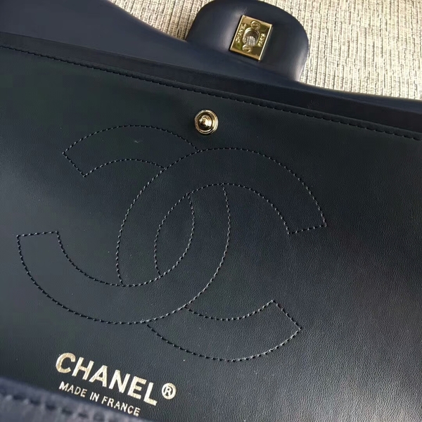 Chanel Flap Shoulder Bags Dark Blue Original Lambskin Leather CF1113 Silver Chanel Flap Shoulder Bags Dark Blue Original Lambskin Leather CF1113 Silver
