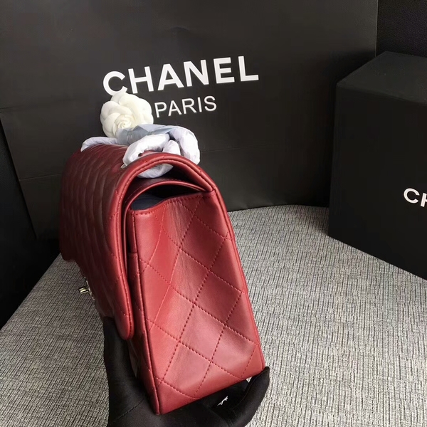 Chanel Flap Shoulder Bags Dark Red Original Lambskin Leather CF1113 Silver Chanel Flap Shoulder Bags Dark Red Original Lambskin Leather CF1113 Silver