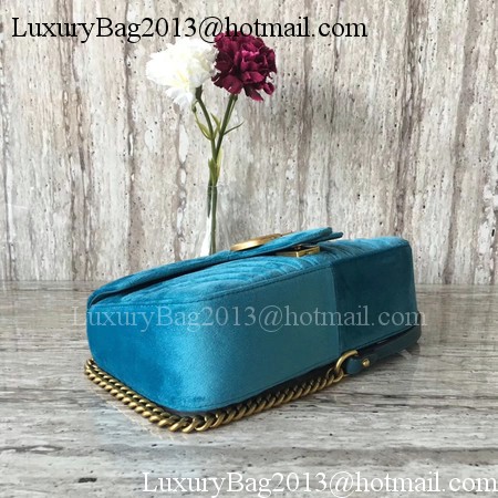 Gucci GG Marmont Chevron Velvet Shoulder Bag 443497 Blue Gucci GG Marmont Chevron Velvet Shoulder Bag 443497 Blue