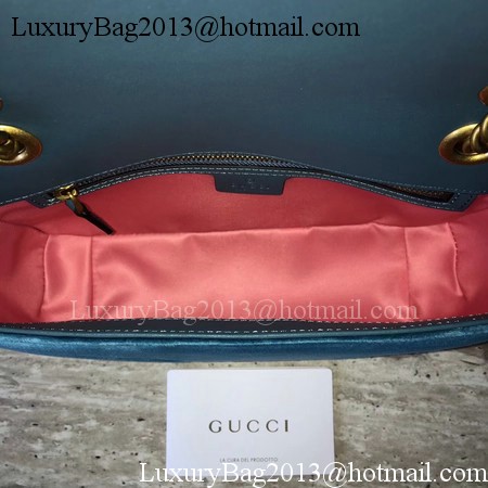 Gucci GG Marmont Chevron Velvet Shoulder Bag 443497 Blue Gucci GG Marmont Chevron Velvet Shoulder Bag 443497 Blue