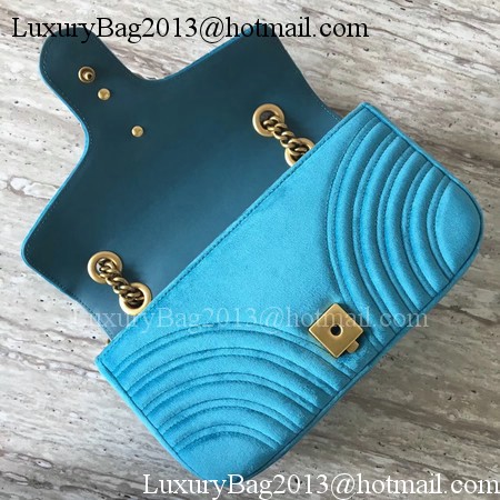 Gucci GG Marmont Chevron Velvet Shoulder Bag 443497 Blue Gucci GG Marmont Chevron Velvet Shoulder Bag 443497 Blue