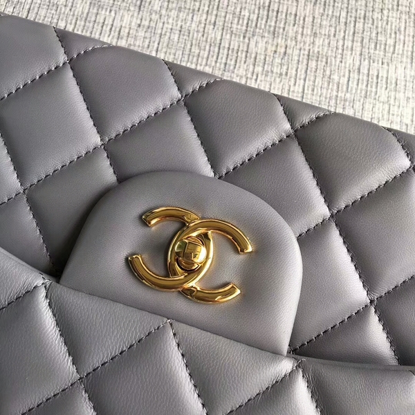 Chanel Flap Shoulder Bags Grey Original Lambskin Leather CF1113 Glod Chanel Flap Shoulder Bags Grey Original Lambskin Leather CF1113 Glod