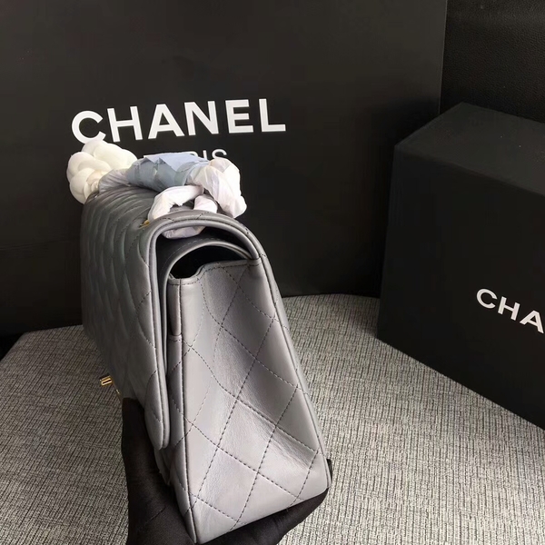 Chanel Flap Shoulder Bags Grey Original Lambskin Leather CF1113 Glod Chanel Flap Shoulder Bags Grey Original Lambskin Leather CF1113 Glod