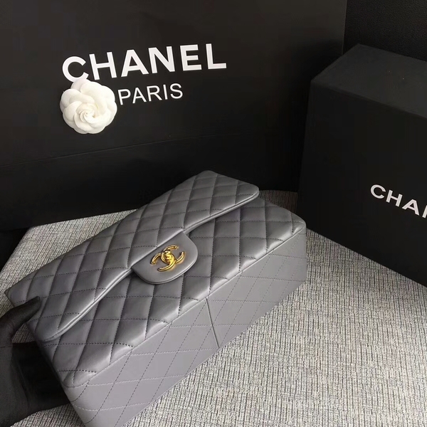 Chanel Flap Shoulder Bags Grey Original Lambskin Leather CF1113 Glod Chanel Flap Shoulder Bags Grey Original Lambskin Leather CF1113 Glod