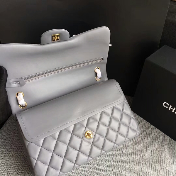 Chanel Flap Shoulder Bags Grey Original Lambskin Leather CF1113 Glod Chanel Flap Shoulder Bags Grey Original Lambskin Leather CF1113 Glod