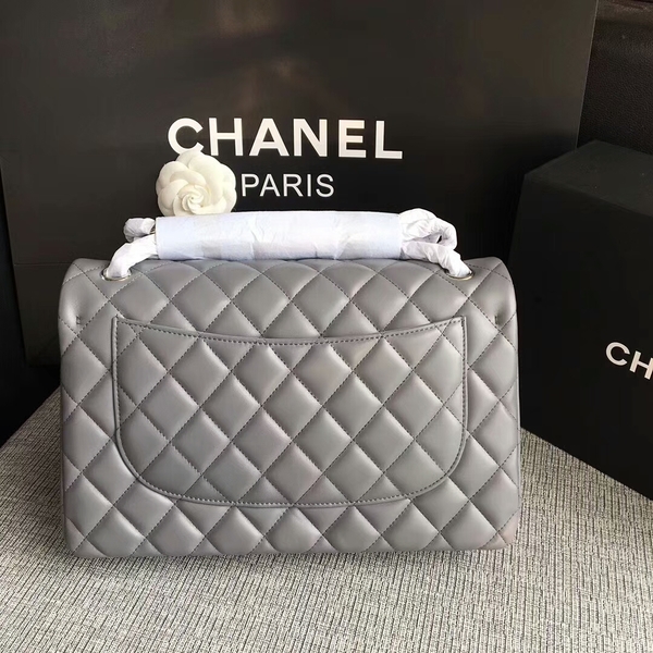 Chanel Flap Shoulder Bags Grey Original Lambskin Leather CF1113 Silver Chanel Flap Shoulder Bags Grey Original Lambskin Leather CF1113 Silver