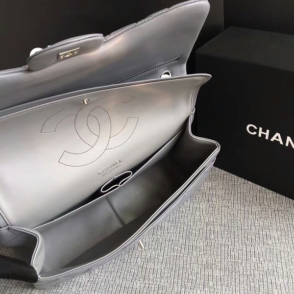 Chanel Flap Shoulder Bags Grey Original Lambskin Leather CF1113 Silver Chanel Flap Shoulder Bags Grey Original Lambskin Leather CF1113 Silver