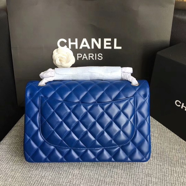 Chanel Flap Shoulder Bags Blue Original Lambskin Leather CF1113 Silver Chanel Flap Shoulder Bags Blue Original Lambskin Leather CF1113 Silver