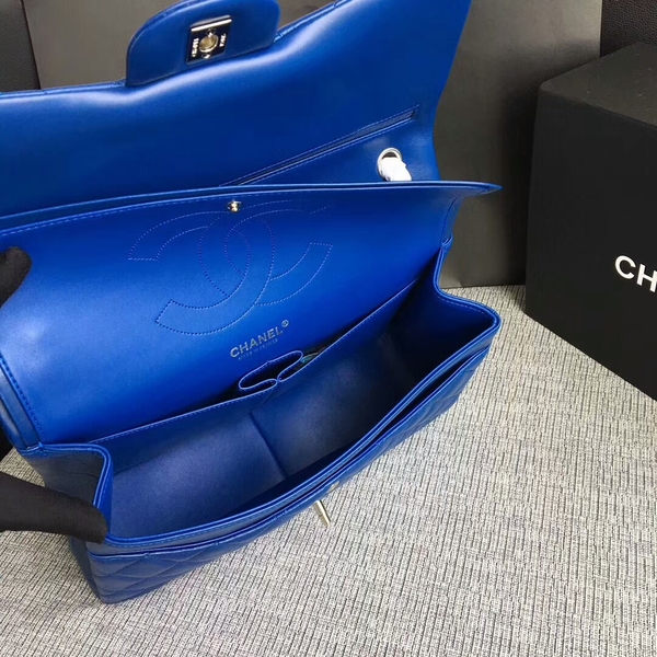 Chanel Flap Shoulder Bags Blue Original Lambskin Leather CF1113 Silver Chanel Flap Shoulder Bags Blue Original Lambskin Leather CF1113 Silver