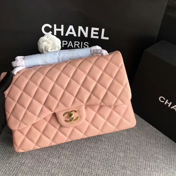 Chanel Flap Shoulder Bags Light Pink Original Lambskin Leather CF1113 Glod Chanel Flap Shoulder Bags Light Pink Original Lambskin Leather CF1113 Glod