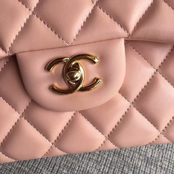 Chanel Flap Shoulder Bags Light Pink Original Lambskin Leather CF1113 Glod Chanel Flap Shoulder Bags Light Pink Original Lambskin Leather CF1113 Glod