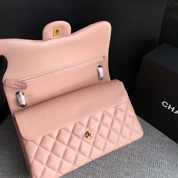 Chanel Flap Shoulder Bags Light Pink Original Lambskin Leather CF1113 Glod Chanel Flap Shoulder Bags Light Pink Original Lambskin Leather CF1113 Glod