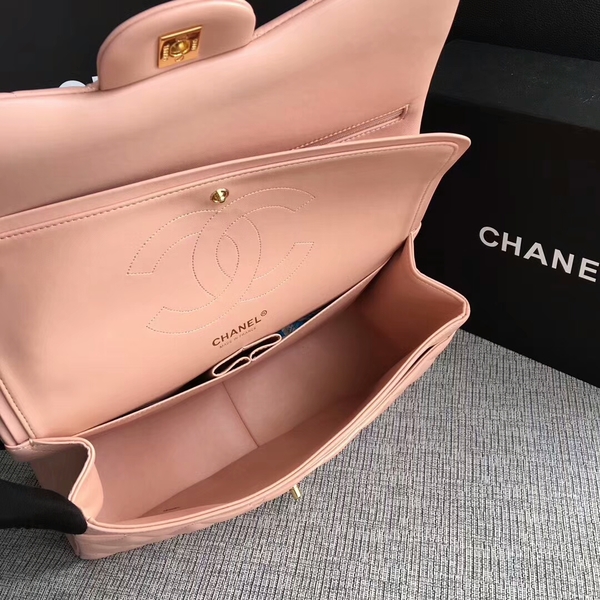 Chanel Flap Shoulder Bags Light Pink Original Lambskin Leather CF1113 Glod Chanel Flap Shoulder Bags Light Pink Original Lambskin Leather CF1113 Glod