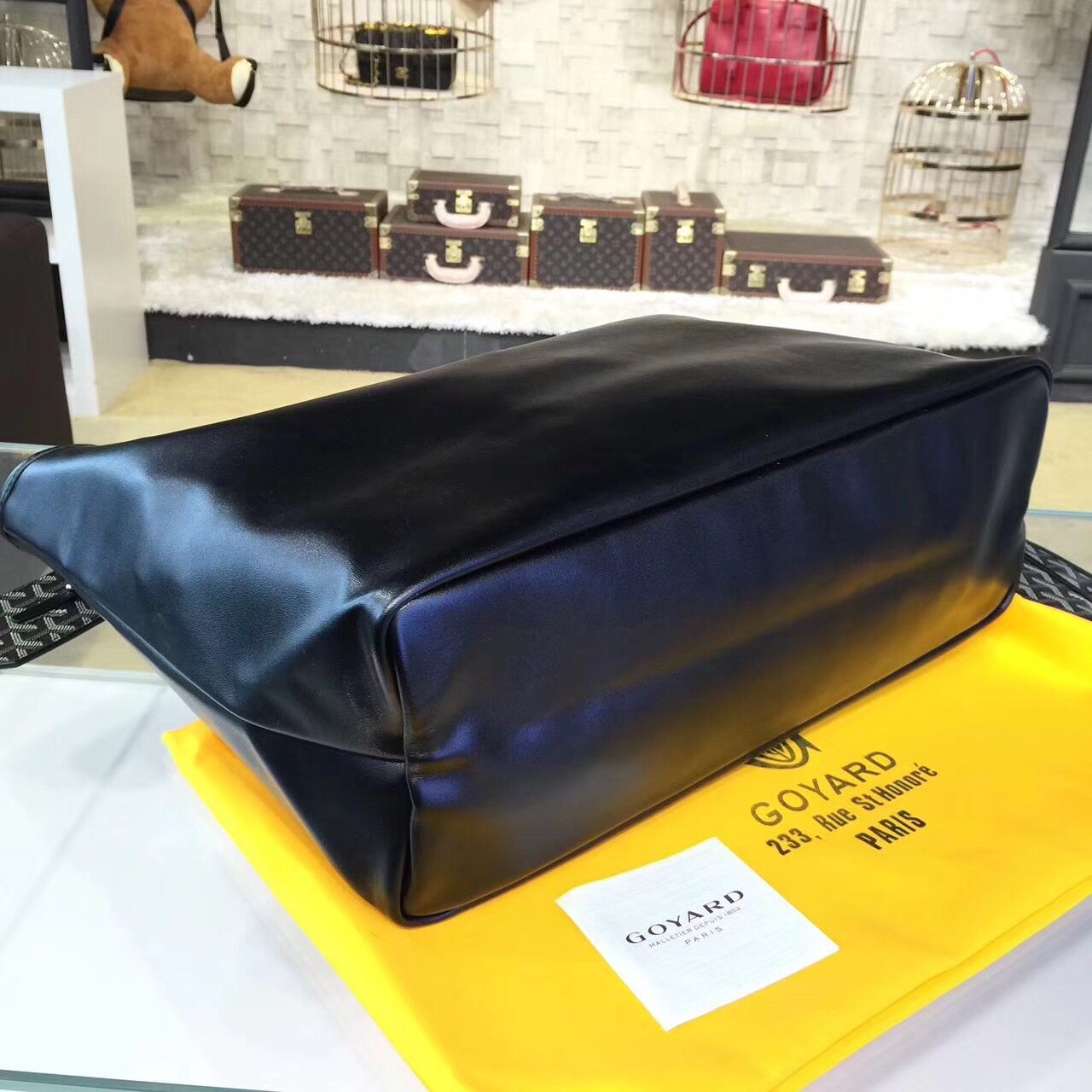 Goyard Y Doodling Calfskin Leather Tote Bag 7901 Black Goyard Y Doodling Calfskin Leather Tote Bag 7901 Black