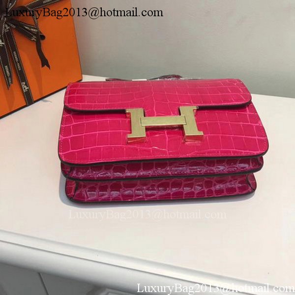 Hermes Constance Bag Croco Leather H9978C Rose Hermes Constance Bag Croco Leather H9978C Rose