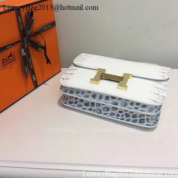 Hermes Constance Bag Croco Leather H9978C White Hermes Constance Bag Croco Leather H9978C White