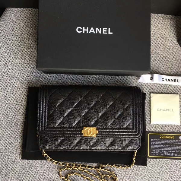 Boy Chanel WOC Flap Bag Original Calfskin Leather CHA6040 Black Boy Chanel WOC Flap Bag Original Calfskin Leather CHA6040 Black