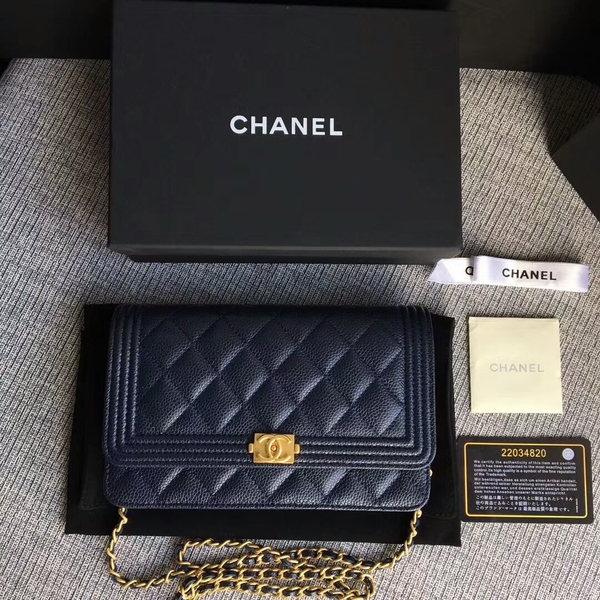 Boy Chanel WOC Flap Bag Original Calfskin Leather CHA6040 Blue Boy Chanel WOC Flap Bag Original Calfskin Leather CHA6040 Blue