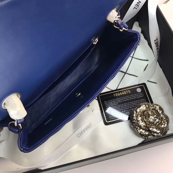Chanel Classic Flap Bags Blue Original Sheepskin Leather 1116 Silver Chanel Classic Flap Bags Blue Original Sheepskin Leather 1116 Silver