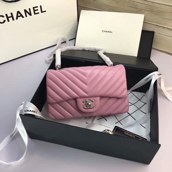 Chanel Classic Flap Bags Light Pink Original Sheepskin Leather 1116 Silver Chanel Classic Flap Bags Light Pink Original Sheepskin Leather 1116 Silver