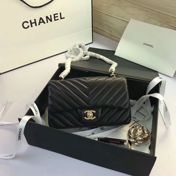 Chanel Classic Flap Bags Black Original Sheepskin Leather 1116 Gold Chanel Classic Flap Bags Black Original Sheepskin Leather 1116 Gold