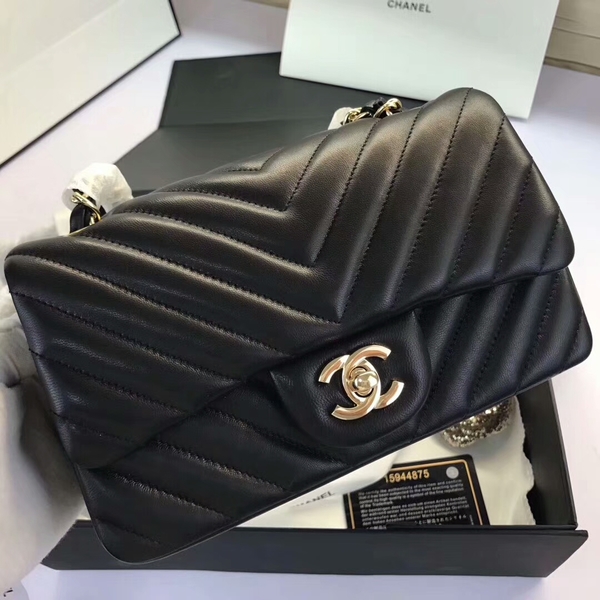 Chanel Classic Flap Bags Black Original Sheepskin Leather 1116 Gold Chanel Classic Flap Bags Black Original Sheepskin Leather 1116 Gold