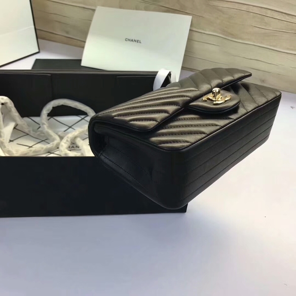 Chanel Classic Flap Bags Black Original Sheepskin Leather 1116 Gold Chanel Classic Flap Bags Black Original Sheepskin Leather 1116 Gold