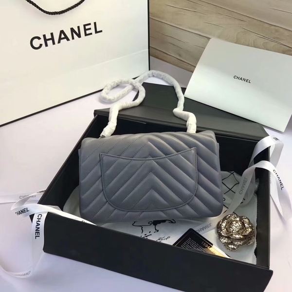 Chanel Classic Flap Bags Grey Original Sheepskin Leather 1116 Gold Chanel Classic Flap Bags Grey Original Sheepskin Leather 1116 Gold