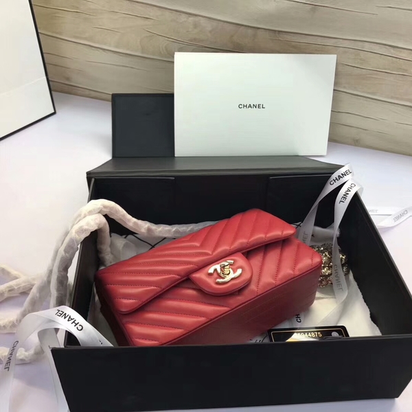 Chanel Classic Flap Bags Red Original Sheepskin Leather 1116 Gold Chanel Classic Flap Bags Red Original Sheepskin Leather 1116 Gold