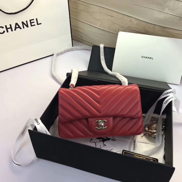 Chanel Classic Flap Bags Red Original Sheepskin Leather 1116 Silver Chanel Classic Flap Bags Red Original Sheepskin Leather 1116 Silver