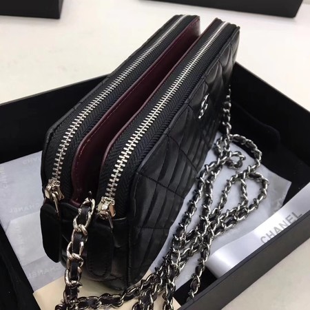 Chanel Shoulder Bag Black Sheepskin Leather CHA6845 Silver Chanel Shoulder Bag Black Sheepskin Leather CHA6845 Silver