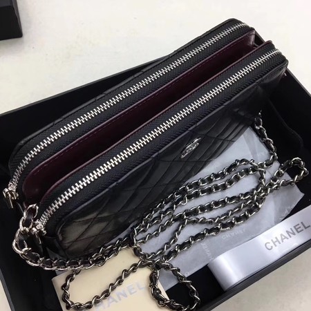 Chanel Shoulder Bag Black Sheepskin Leather CHA6845 Silver Chanel Shoulder Bag Black Sheepskin Leather CHA6845 Silver