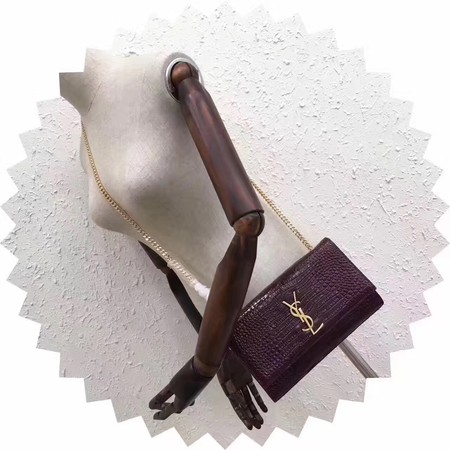 Saint Laurent mini Croco Leather Cross-body Shoulder Bag Y2811 Wine Saint Laurent mini Croco Leather Cross-body Shoulder Bag Y2811 Wine