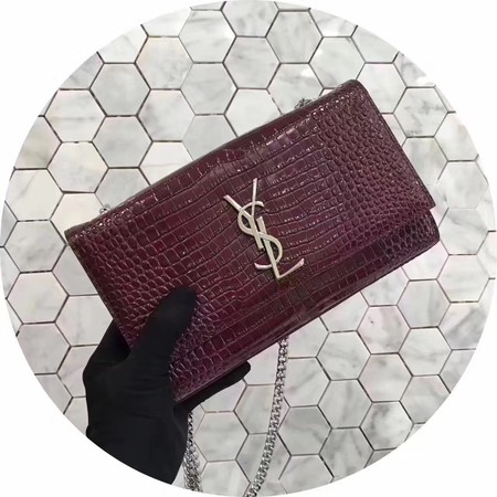 Saint Laurent mini Croco Leather Cross-body Shoulder Bag Y2811 Wine Saint Laurent mini Croco Leather Cross-body Shoulder Bag Y2811 Wine