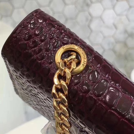 Saint Laurent mini Croco Leather Cross-body Shoulder Bag Y2811 Wine Saint Laurent mini Croco Leather Cross-body Shoulder Bag Y2811 Wine
