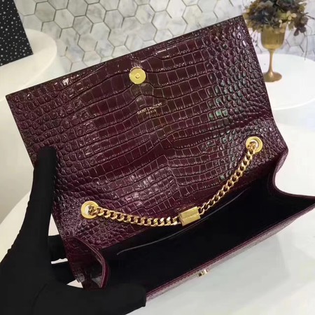 Saint Laurent mini Croco Leather Cross-body Shoulder Bag Y2811 Wine Saint Laurent mini Croco Leather Cross-body Shoulder Bag Y2811 Wine