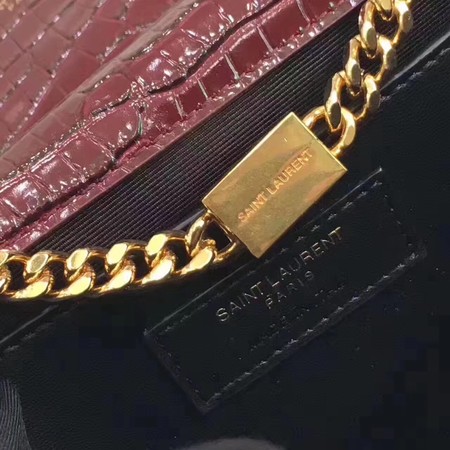 Saint Laurent mini Croco Leather Cross-body Shoulder Bag Y2811 Wine Saint Laurent mini Croco Leather Cross-body Shoulder Bag Y2811 Wine