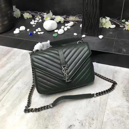 YSL Classic Monogramme Green Leather Flap Bag Y392737 Silver YSL Classic Monogramme Green Leather Flap Bag Y392737 Silver
