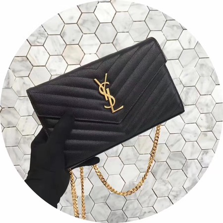 YSL WOC Classic Monogramme Flap Bag Cannage Pattern Y1003 Black YSL WOC Classic Monogramme Flap Bag Cannage Pattern Y1003 Black