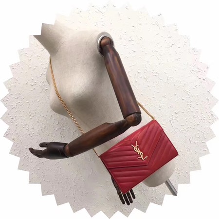 YSL WOC Classic Monogramme Flap Bag Cannage Pattern Y1003 Red