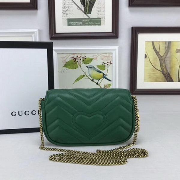 Gucci GG Marmont Matelasse Leather Super Mini Bag 476433 Green Gucci GG Marmont Matelasse Leather Super Mini Bag 476433 Green
