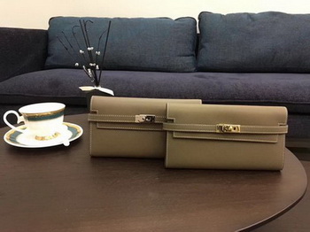 Hermes Kelly Epsom Leather Wallet H4086 Grey Hermes Kelly Epsom Leather Wallet H4086 Grey