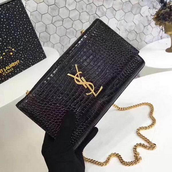 Saint Laurent mini Croco Leather Cross-body Shoulder Bag Y2811 Black Saint Laurent mini Croco Leather Cross-body Shoulder Bag Y2811 Black