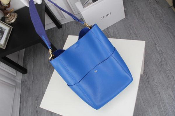 CELINE Sangle Seau Bag in Calfskin Leather C3369 Blue CELINE Sangle Seau Bag in Calfskin Leather C3369 Blue