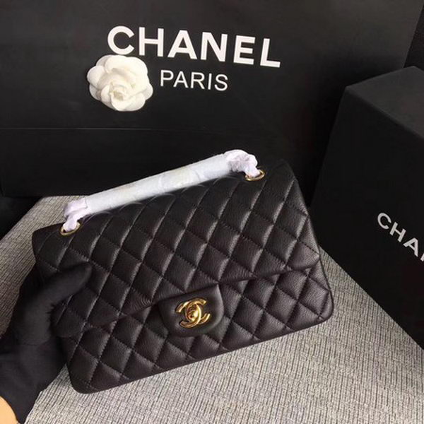 Chanel 2.55 Series Flap Bags Black Original Deerskin A1112 Gold Chanel 2.55 Series Flap Bags Black Original Deerskin A1112 Gold