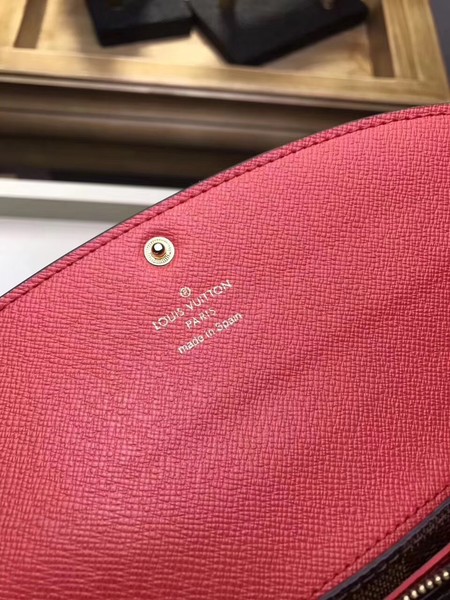 Louis Vuitton Damier Ebene Canvas EMILIE WALLET N63544 Red Louis Vuitton Damier Ebene Canvas EMILIE WALLET N63544 Red