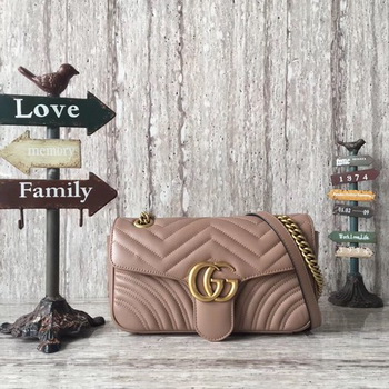 Gucci GG Marmont Matelasse Leather Shoulder Bag 443497 Apricot Gucci GG Marmont Matelasse Leather Shoulder Bag 443497 Apricot