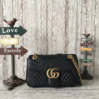 Gucci GG Marmont Matelasse Leather Shoulder Bag 443497 Black Gucci GG Marmont Matelasse Leather Shoulder Bag 443497 Black