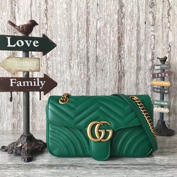 Gucci GG Marmont Matelasse Leather Shoulder Bag 443497 Green Gucci GG Marmont Matelasse Leather Shoulder Bag 443497 Green
